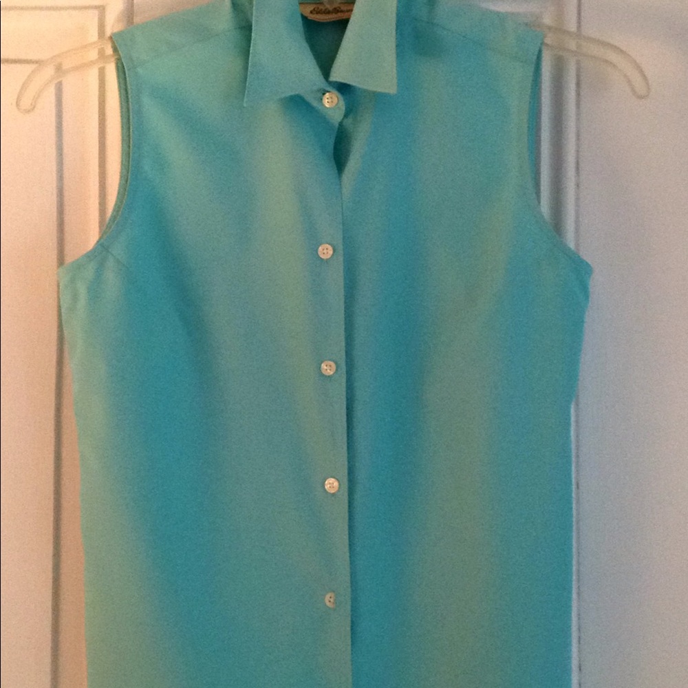 Eddie Bauer sleeveless oxford blouse.